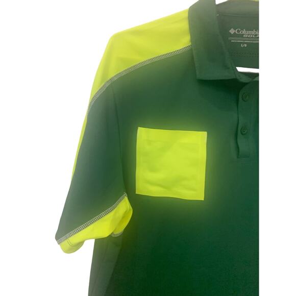 Columbia Polo Golf Shirt Large Green Omni-Wick Pocket Lightweight Vent - Picture 10 of 11